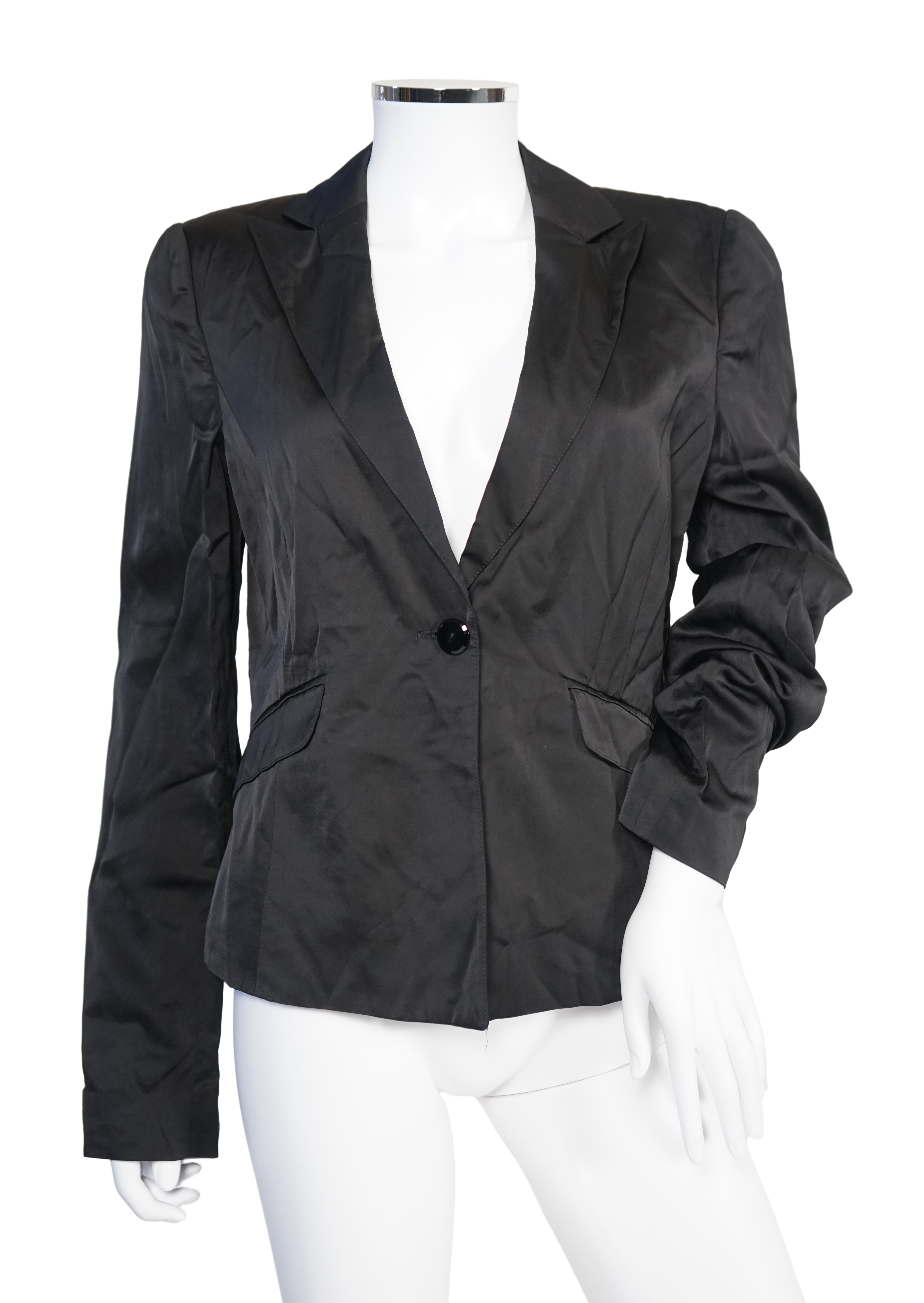 Four Emporio Armani lady's jackets, light blue silk size EU 46, all the others size EU 44